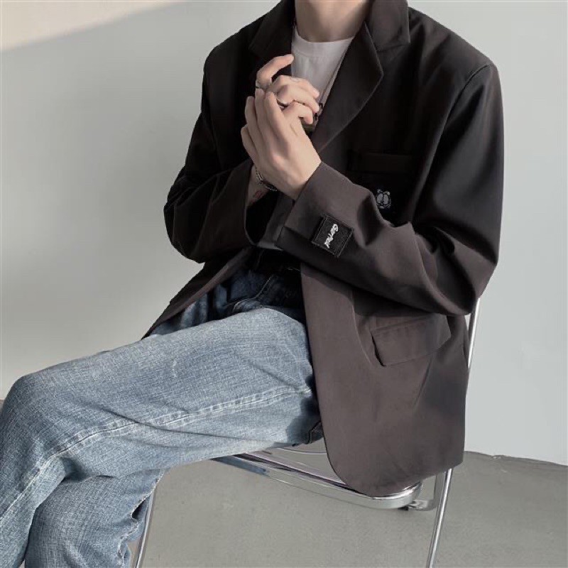 Áo blazer phối logo mèo unisex