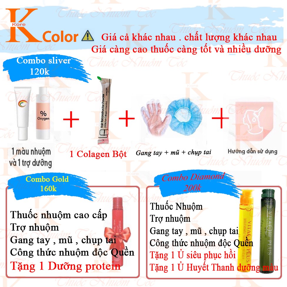 Thuốc nhuộm tóc Bạch Kim sử dụng tại nhà nhiều thảo dược giá rẻ Kcolor