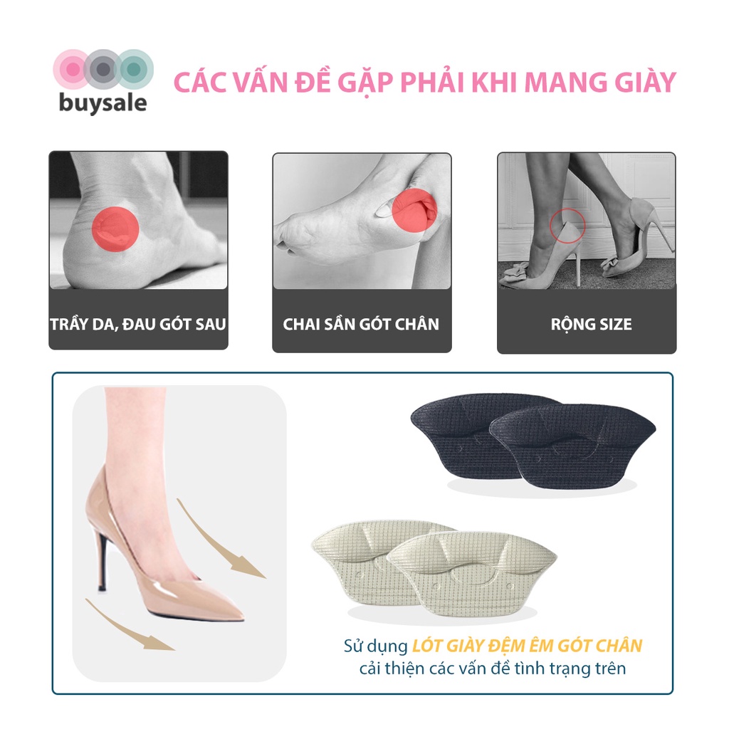Miếng lót giày giảm size, chống trầy gót chân, êm chân khi mang giày dành cho nam và nữ - Buysales - BSPK230