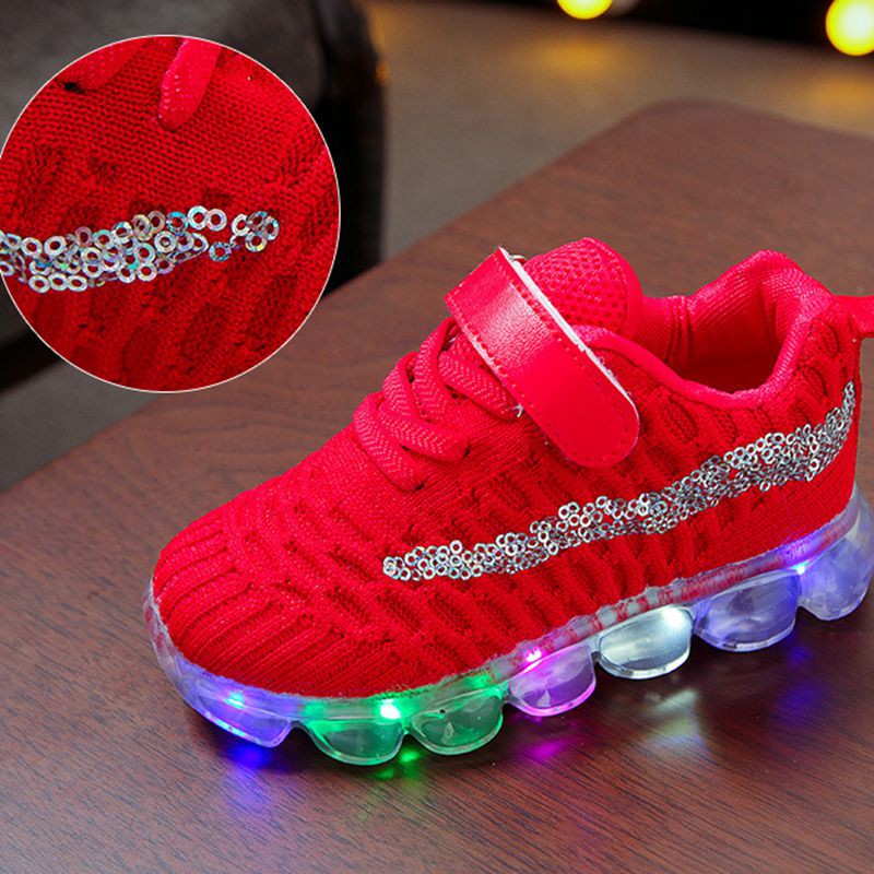 Baby Kids Led Shoes 1-6Yrs Boy Knitted Sneaker Shoes Girls Casual Breathable Sports Running Shoe Light Up