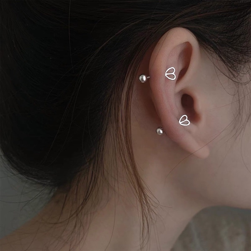 1 chiếc bông tai Thép y tế tim