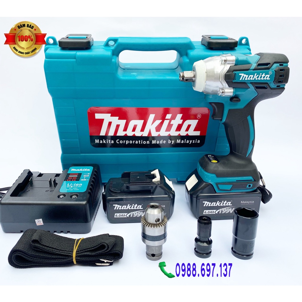 Máy siết bulong MA---K-ITA 198v không chổi than tặng đầu chuyển vít và chuyển khoan