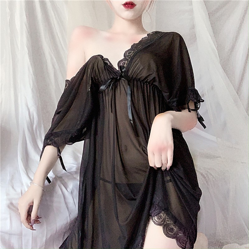 Đầm ngủ ren tay lỡ sexy Váy ngủ mềm gợi cảm