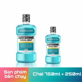 combo 2 nước súc miệng Listerine 750ml và 250ml
