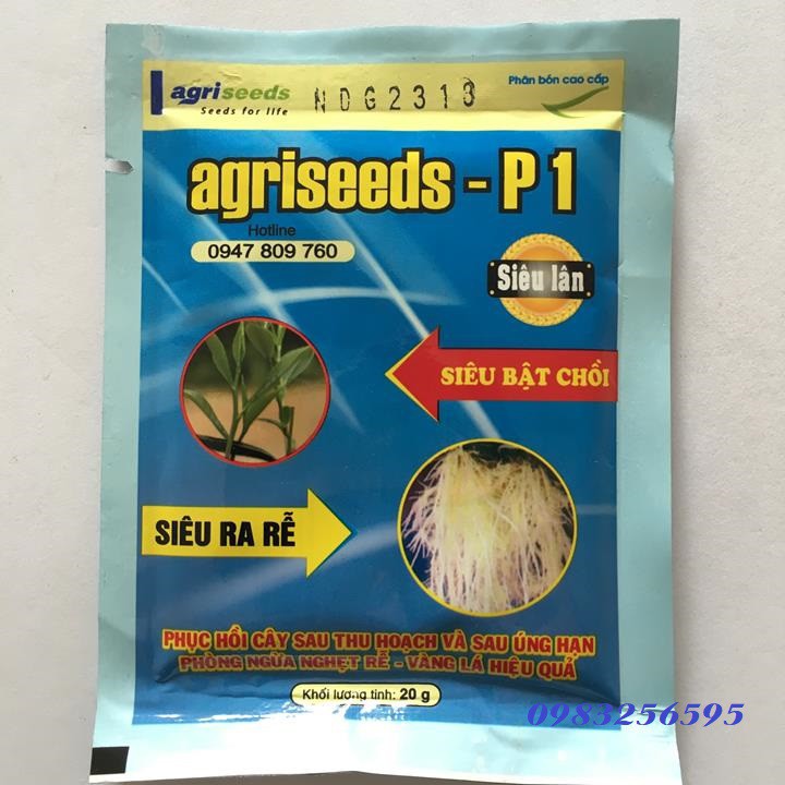 Bán buôn- Phân bón lá siêu lân Agriseeds - P1 siêu ra rễ, siêu bật chồi gói 20g hàng đẹp, nhập khẩu.