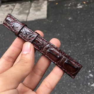 Dây đồng hồ hột lưng da cá sấu cao cấp (Trong lót da bò)