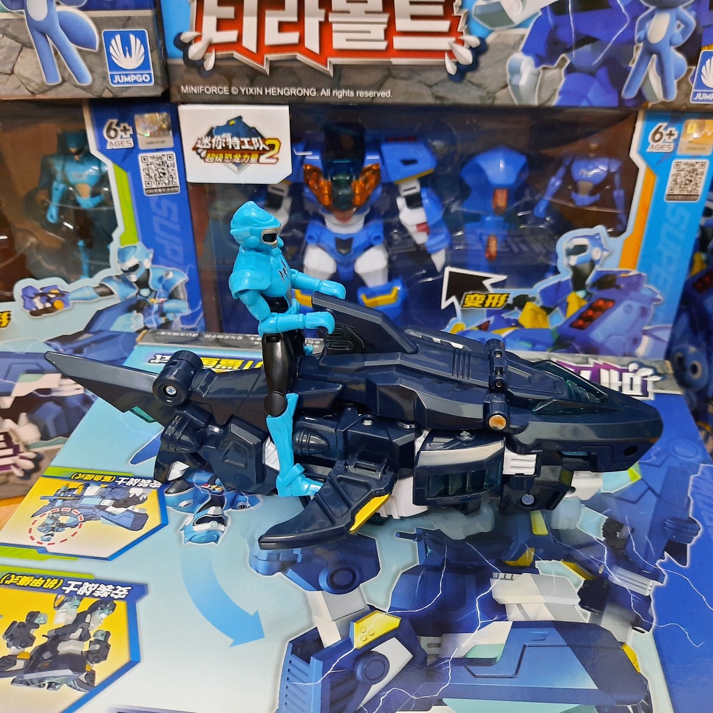 Mô hình miniforce Robot siêu khủng long cá mập Megalodon cùng siêu nhân Volt đồ chơi trẻ em