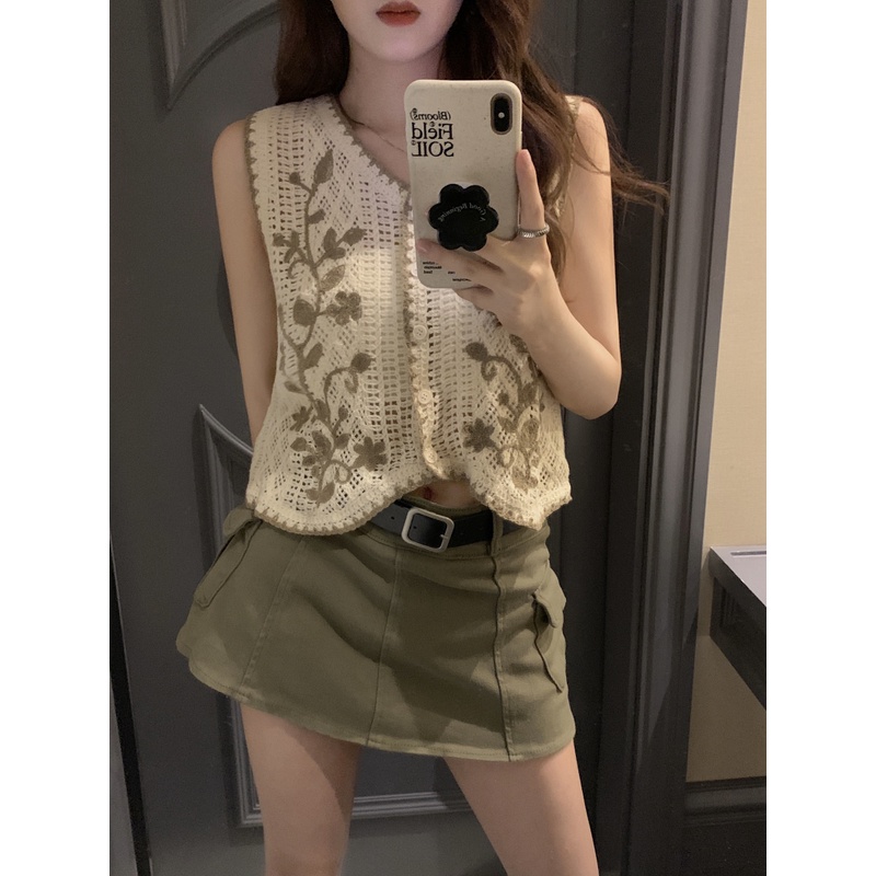 Cocory vn Chân Váy Ngắn Lưng Cao Phong Cách Đường Phố Thời Trang Mùa Hè Cho Nữ