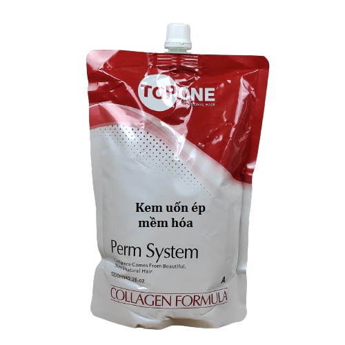 Kem uốn ép tóc Topone Dập uốn ép Topone collagen 1200ML