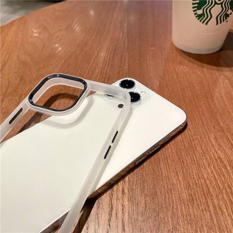 Ốp lưng trong kính viền silicon màu dành cho iPhone 14/14Plus/14Pro/14Promax/13/ 13pro/13promax  FUKIA OP217