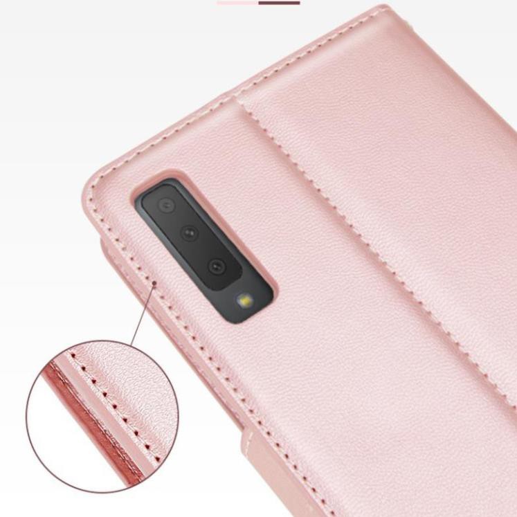 Bao da Samsung Galaxy A7 2018  / A9 2018  dạng ví hiệu Hanman, ngăn đựng thẻ ATM tiền tiện lợi