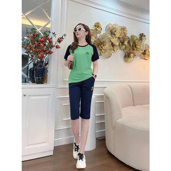 Set Bộ Cotton Lửng Logo Thiêu Siu Xinh - Hàng Y Hình