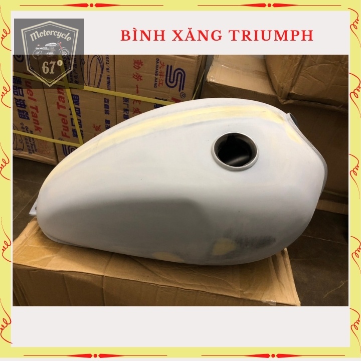 Bình xăng Trium, thùng xăng lớn độ xe Classic cafe racer , 67.. dung tích hơn 9 lít, bả sẵn matit, chỉ việc sơn