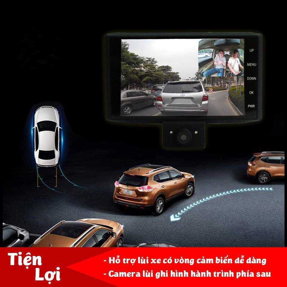 Camera hành trình ô tô 3 mắt màn hình 4 inch LCD full HD 1080p – Tặng kèm camera lùi -TC AUTO