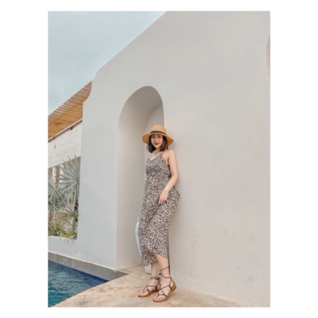 Maxi hoa nhí cúc họa mi ELILUCY may ly ngực buộc dây có thể thay đổi cực đẹp FREESIZE | BigBuy360 - bigbuy360.vn