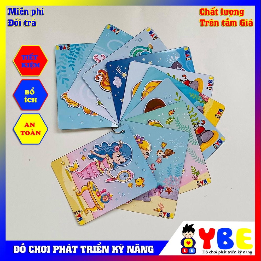 Bộ trò chơi học liệu bóc dán hình Nàng tiên cá vừa chơi vừa học Đồ chơi phát triển kỹ năng dụng cụ giáo dục Montessori