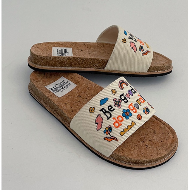 Dép Sandal Đế Dày Quai Ngang Thêu Họa Tiết Phong Cách Nhật Bản Thời Trang Mùa Hè Cho Nữ