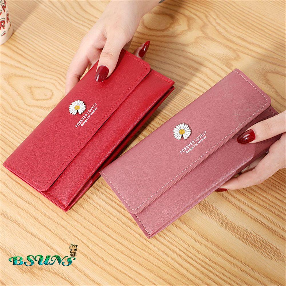 Ví Da Pu Dáng Dài Họa Tiết Hoa Cúc Nhiều Màu Sắc Phong Cách Hàn Quốc Thời Trang Cho Nữ
