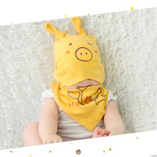 Set mũ + yếm cotton cho bé yêu