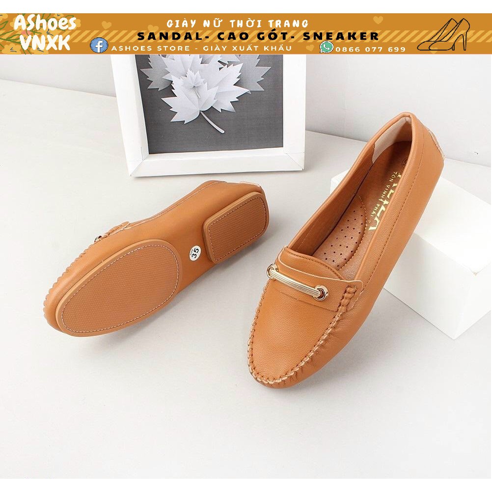Giày mọi nữ đế bệt cao cấp/ giày đế bằng Màu bò- đen | ASHOES VNXK | BigBuy360 - bigbuy360.vn