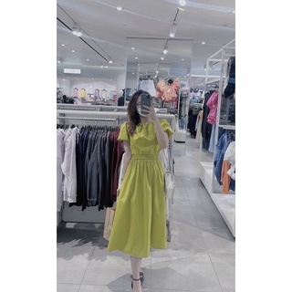 Váy chun eo tay bồng cổ dúm