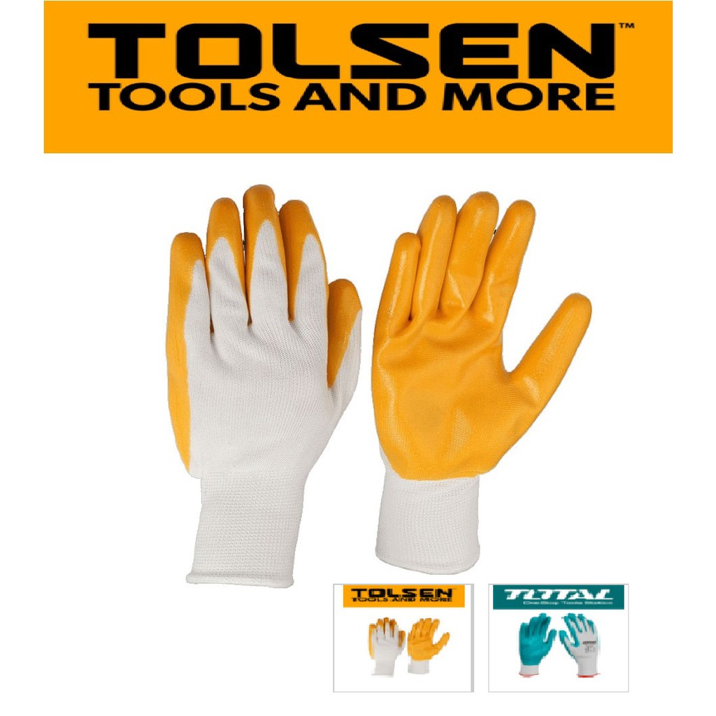 Găng tay làm vườn vải phủ cao su TOLSEN 45010 găng tay nitri TOTAL TSP12101