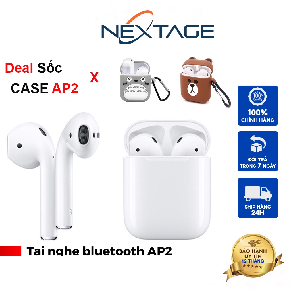 Tai Nghe Bluetooth AP2 Bản Cao Cấp Đủ Chức Năng - Định Vị - Sạc Không Dây - Có Mic - Đổi Tên - Cảm Ứng Đa Điểm