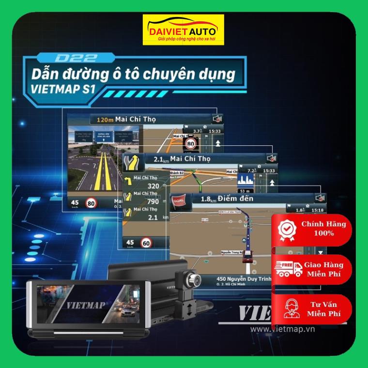 Camera Hành Trình VIETMAP D22 - Android- Định Vị Xe- Dẫn Đường S1- Phát Wifi- Truyền Video Online- Adas- Ghi Hình Kép