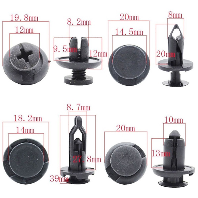 Set 40 đinh tán nhựa  màu đen cho xe hơi ô tô - Chốt vít nở