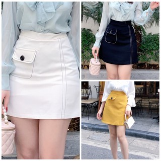 Chân váy chữ A viền trắng túi nắp công sở đơn giản V499 HILA