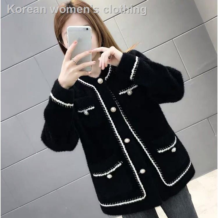 Áo Khoác Cardigan Dệt Kim Đính Ngọc Trai Xinh Xắn Cho Nữ