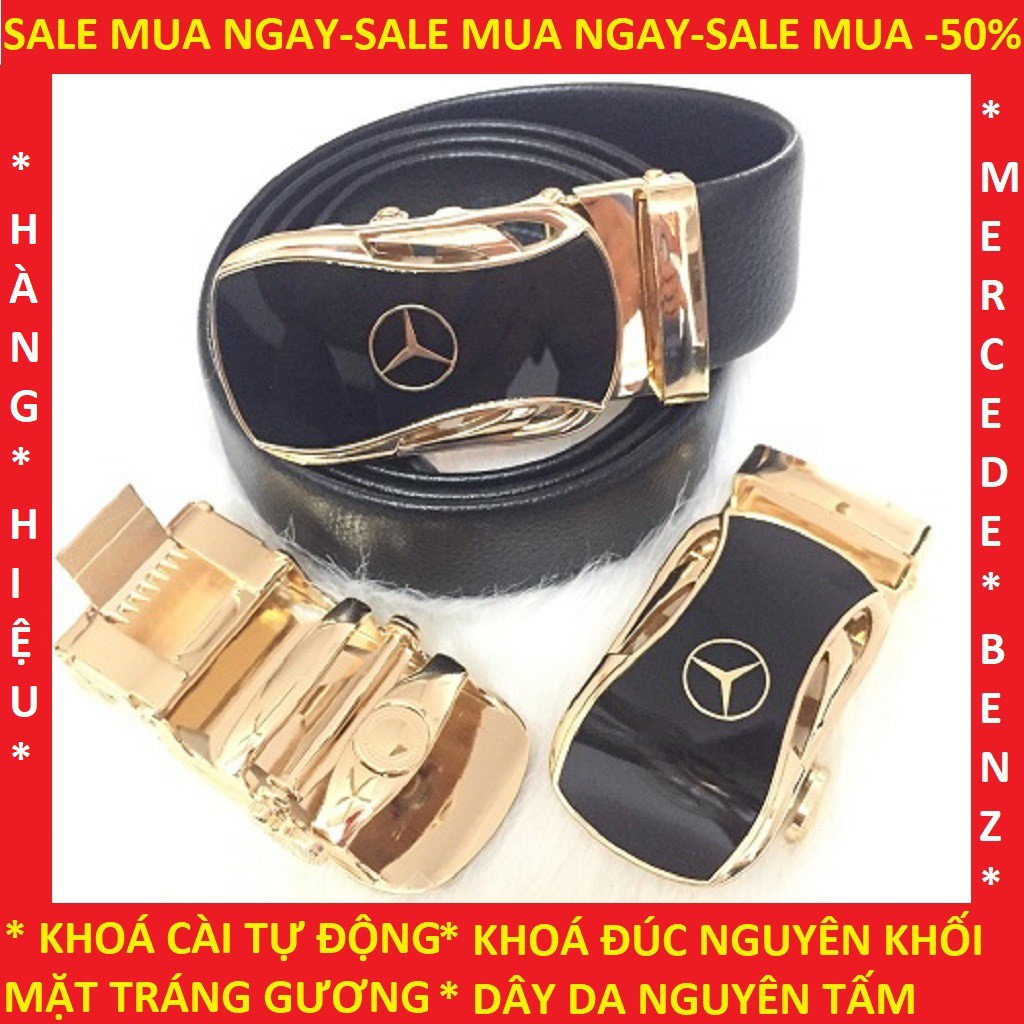 Thắt Lưng Da Nam Hàng Hiệu Cao Cấp Khóa Tự Động Dây Nịt Nam Da Bò 100% Chính Hãng Mercedes-Benz Mạ Vàng Nam Tính GG-B100