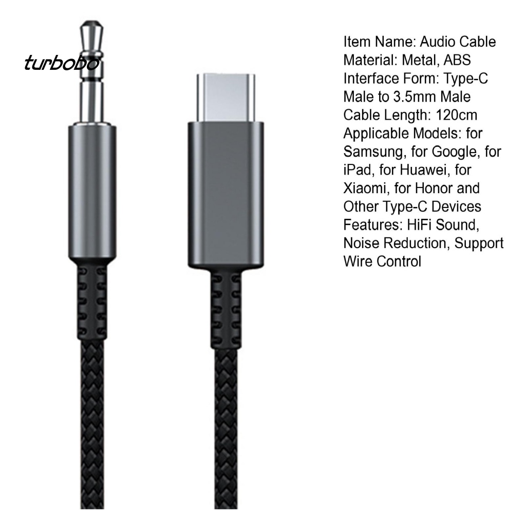 Dây Cáp Âm Thanh Loại C Đầu Cắm 3.5mm Cách Điện Thoại Thông Minh Trên Xe Hơi