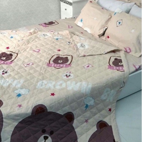 Chăn Hè Trần Bông Cotton Poly Mẫu GẤU NÂU-GẤU BROWN