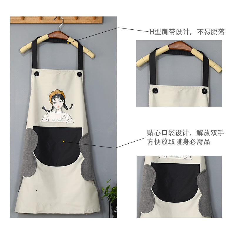 Khăn Lau Tay + Khăn Lau Chống Thấm Nước Chống DầuTạp Dề Cotton Nguyên Chất Chống Thấm Nước Chống Bám Dầu Phong Cách Nhật Bản Dễ Thương