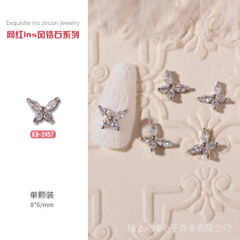 Phụ Kiện Trang Trí Móng Tay Hình Ngôi Sao/ Mặt Trăng/ Thỏ/ Bươm Bướm Đính Ngọc Trai Xinh Xắn