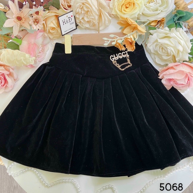Chân váy nhung 2 lớp kèm Tag xinh xắn cho bé gái
