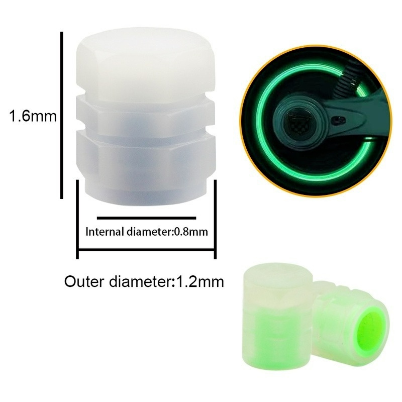 Set 4 Nắp Van Bánh Xe Ô Tô Hình Lục Giác Màu Vàng / Xanh Lá Dạ Quang