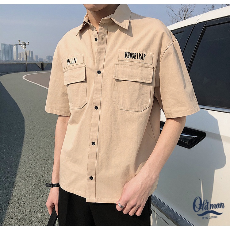 Áo Sơ Mi Nam Unisex, Áo Sơ Mi Vintage, Retro Cổ Điển, Phong Cách Retro, Trẻ Trung OLDMAN