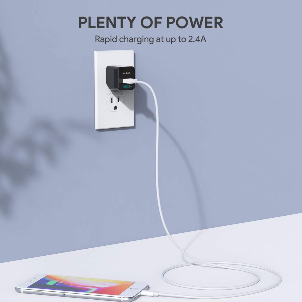 Cốc Sạc Mini Aukey 2 Cổng 12W AiPower - PA-U32