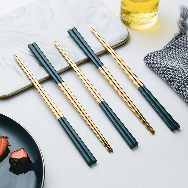Đũa inox 304 cao cấp Bộ 6 đôi đũa ăn dùng cho cá nhân,cơm văn phòng, gia đình