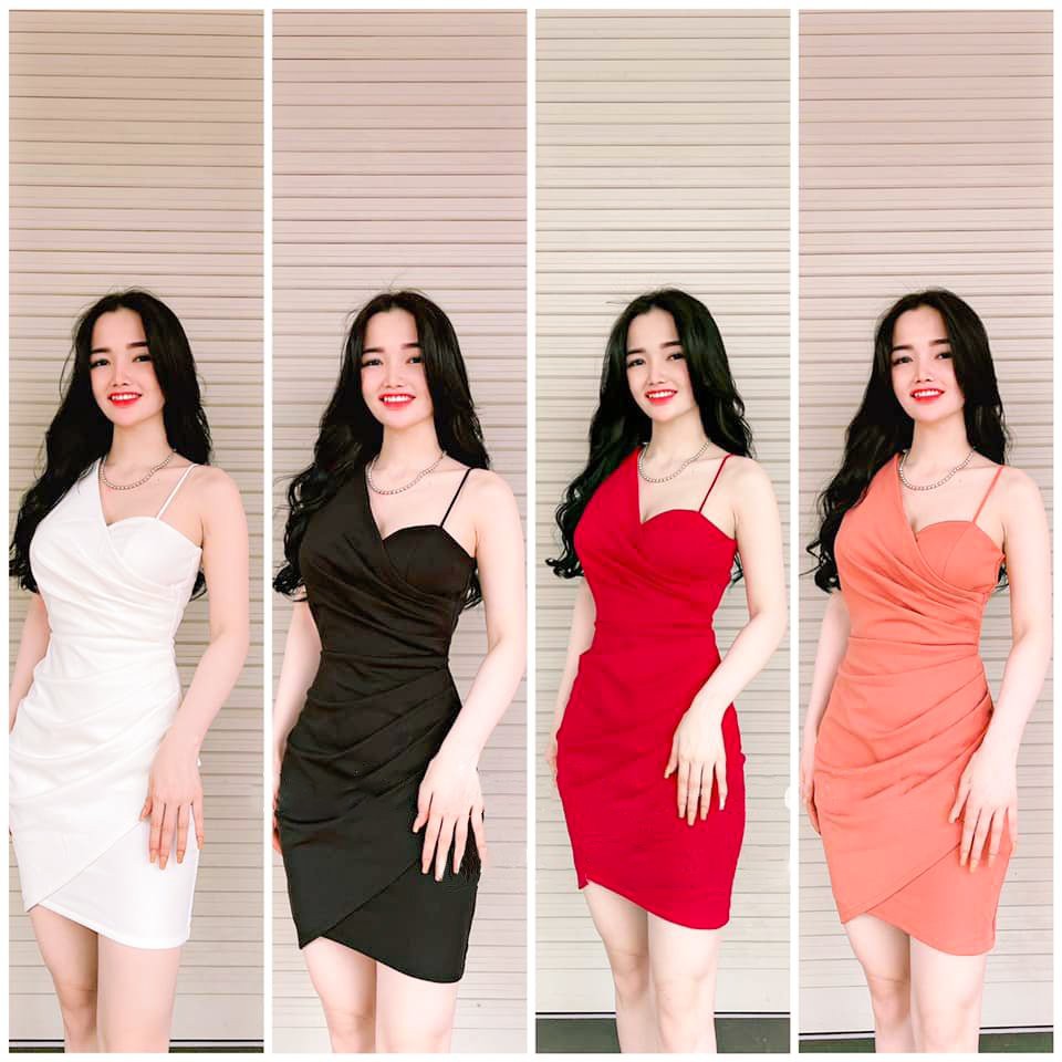 Đầm body dây GUYOURs váy thiết kế lệch vai sexy trẻ trung siêu đẹp nhiều màu đủ size GUV129
