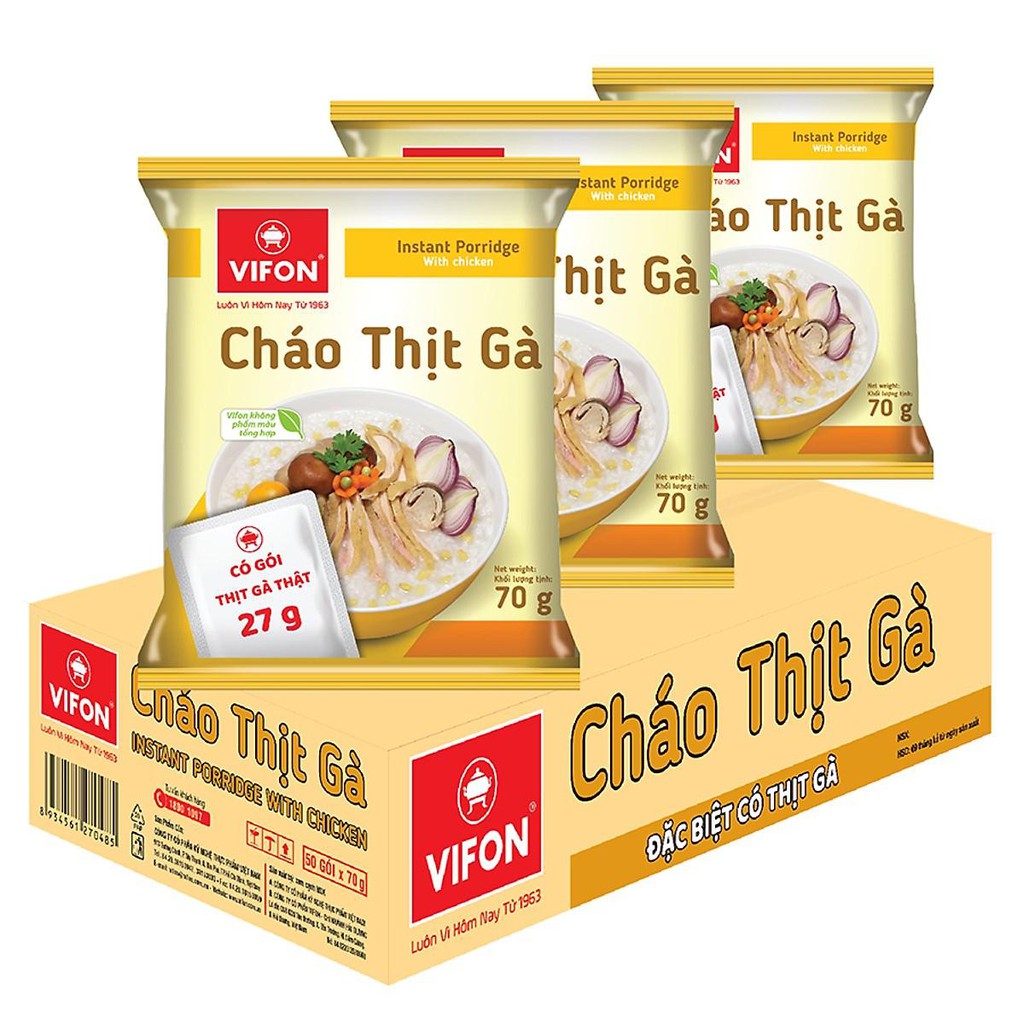 Thùng 50 Gói Cháo Vifon Thịt Gà (70g / Gói)