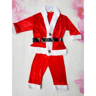 ( Ảnh Thật) Bộ Ông Già Noel Nhung Mềm Kèm Mũ Giáng Sinh Cho Bé
