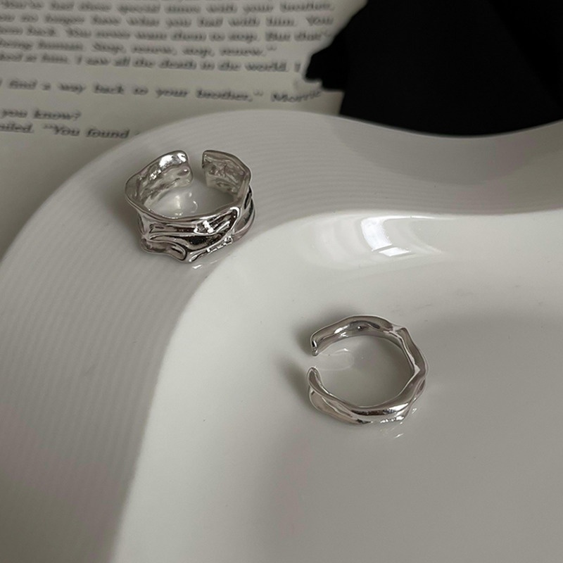 Nhẫn Hở Thiết Kế Bất Đối Xứng Phong Cách Hip Hop Thời