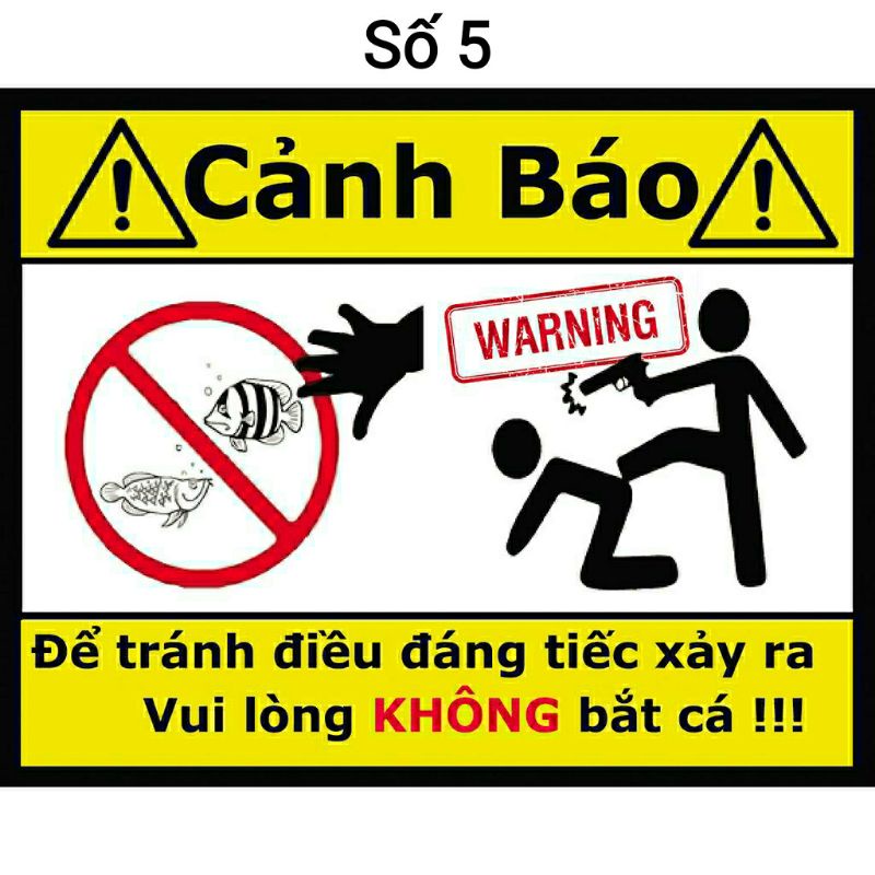 [Mã PET50K giảm Giảm 10% - Tối đa 50K đơn từ 250K] Sticker cảnh báo cấm nghịch cá | tem dán cảnh báo bể cá