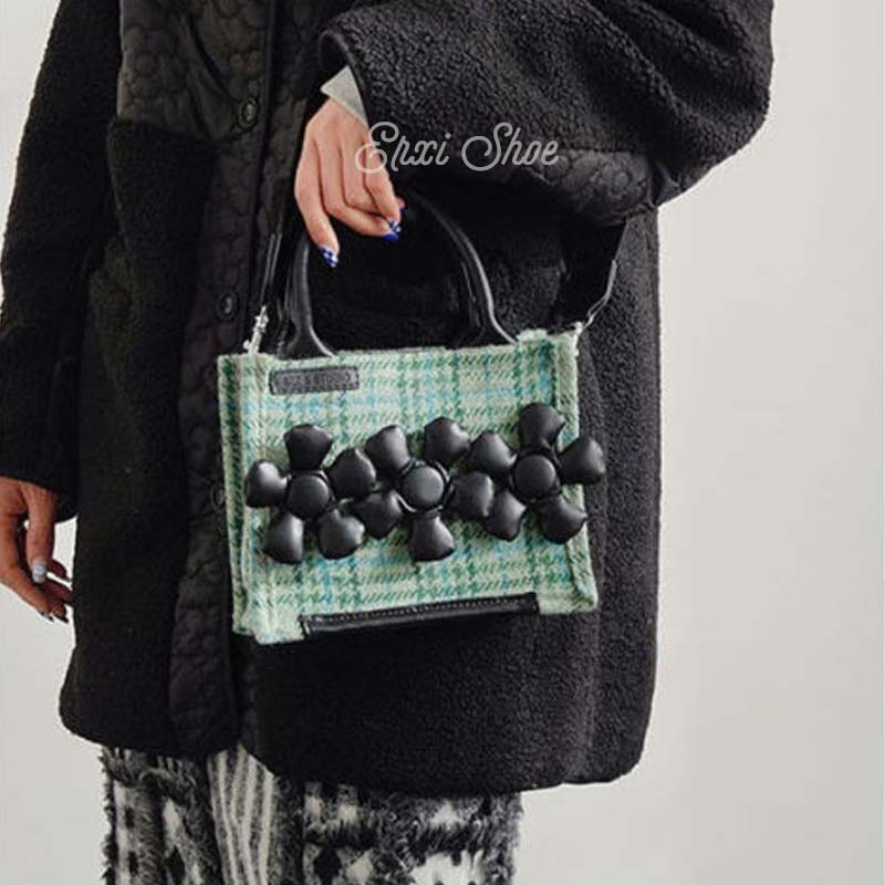 Oeteo Túi Xách Len Vuông Nhỏ Xinh Thời Trang Cho Nữ