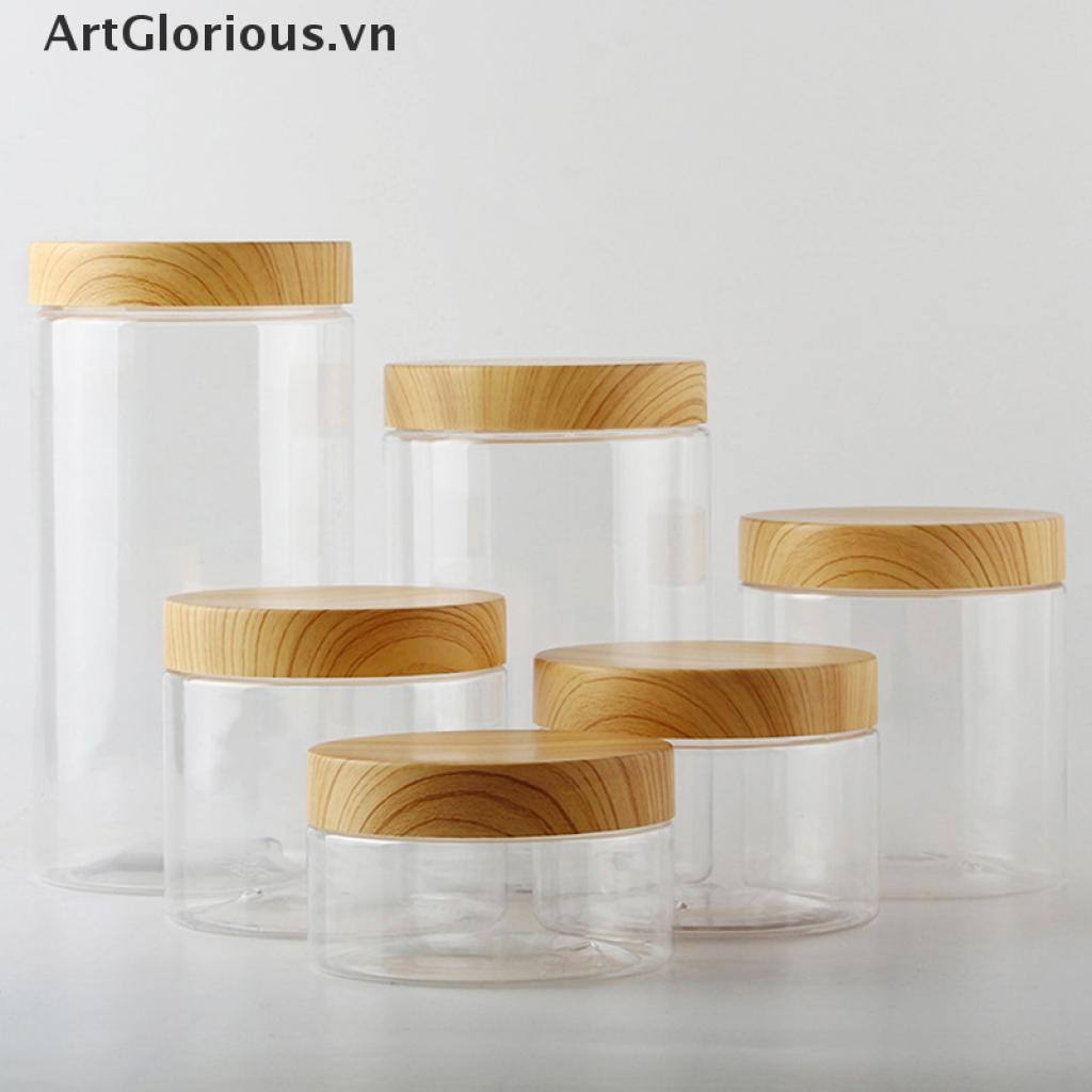 Hũ Rỗng Bằng Nhựa Giả Gỗ Có Nắp Đậy Đựng Đồ Tiện Dụng