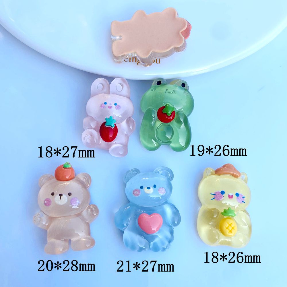 Bộ 10 Phụ Kiện Hình Ếch/Thỏ Bằng Nhựa Resin Trong Suốt Trang Trí Cho Điện Thoại