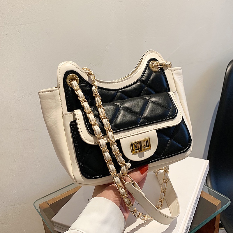 Túi đeo chéo IELGY dây xích bề mặt hình thoi thời trang dành cho nữ